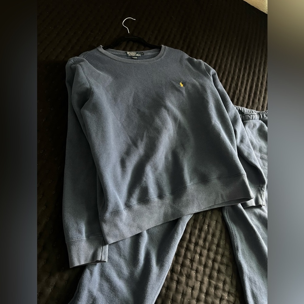 POLO RALPH LAUREN 2 pcs sweat set navy blue Large crew neck Medium sweatpants